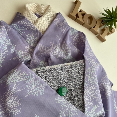 湖布セパ（二部式）着物　化繊絽　薄紫